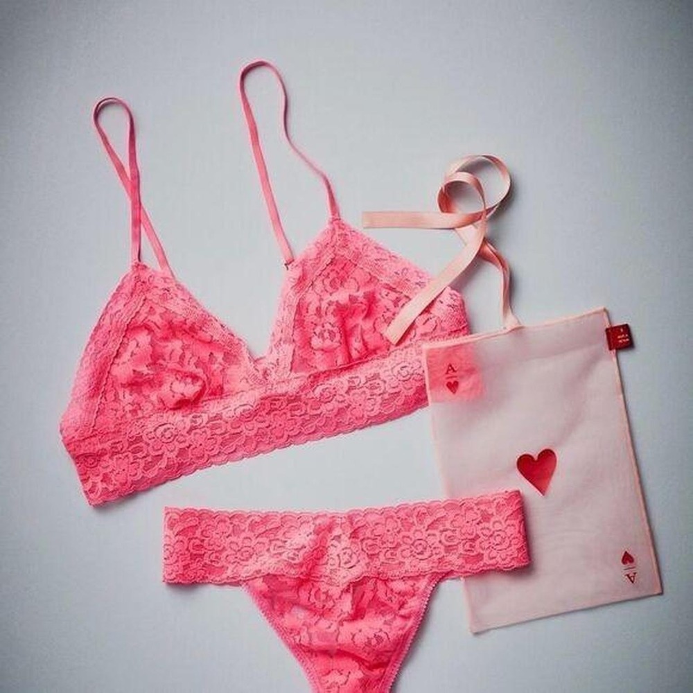 Anthropologie Pink Lace Bralette‎ and Thong Set Medium